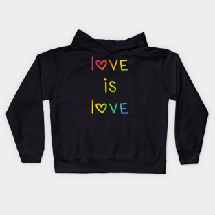 Love Is Love Rainbow Ombre with Hearts Kids Hoodie